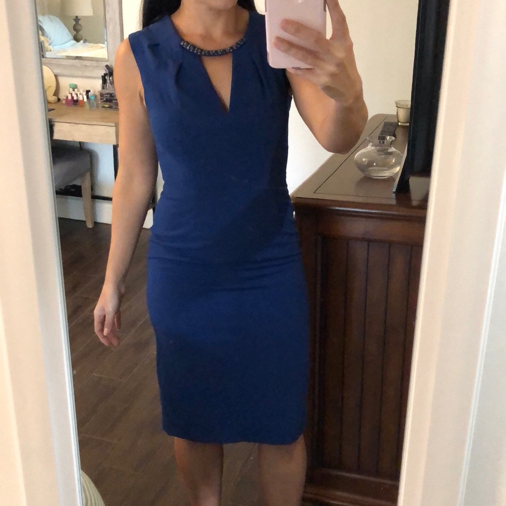Bcbg royal blue sheath cocktail midi dress size 4